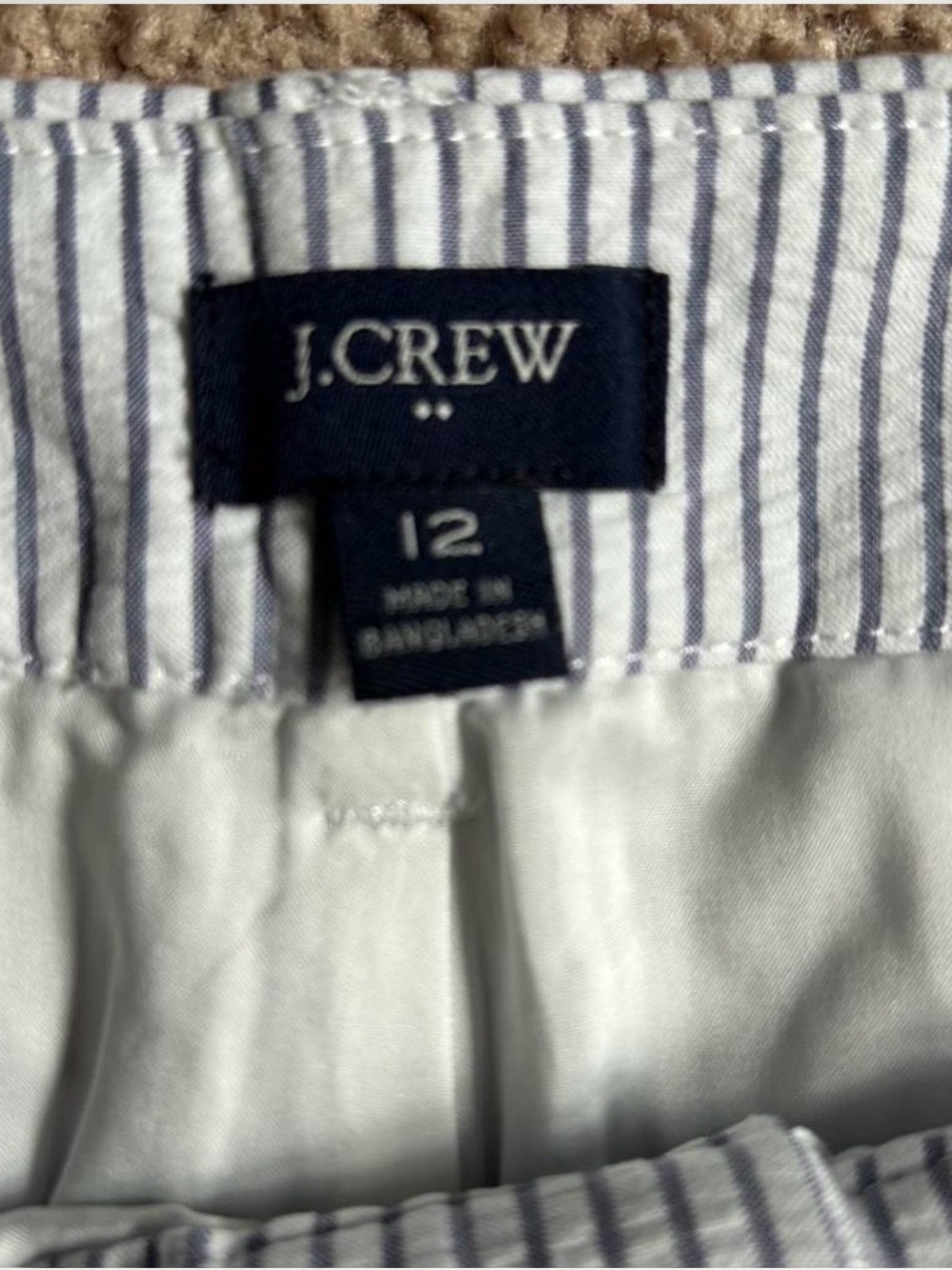 J. Crew Navy and White Striped Seersucker lined shorts (9” inseam) - Size 12 - Picture 6 of 6